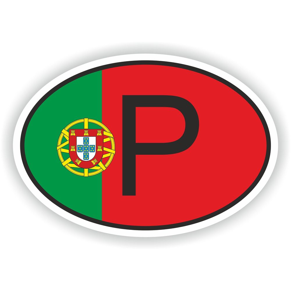 Portugal P Country Code Oval With Flag