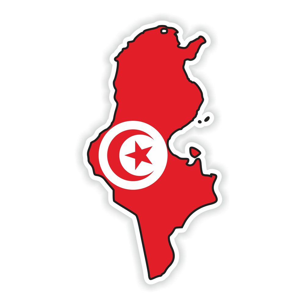 Tunisia Map Flag Silhouette