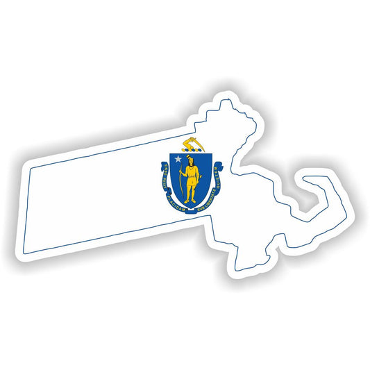 Massachusetts Map Flag Silhouette