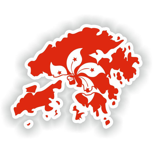 Hong Kong Map Flag Silhouette