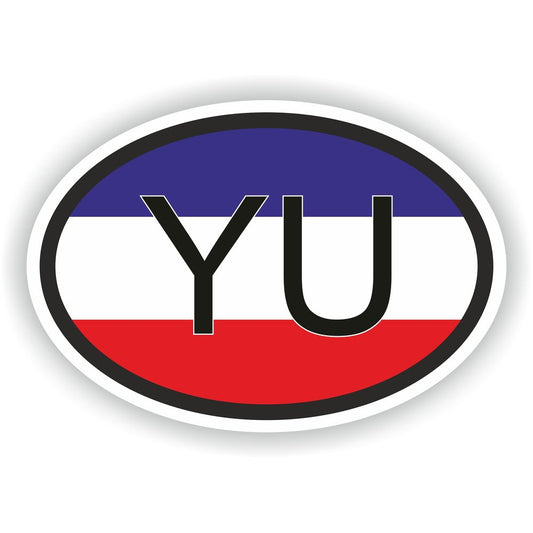 Yugoslavia Yu Country Code Oval With Flag