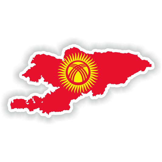 Kyrgyzstan Map Flag Silhouette