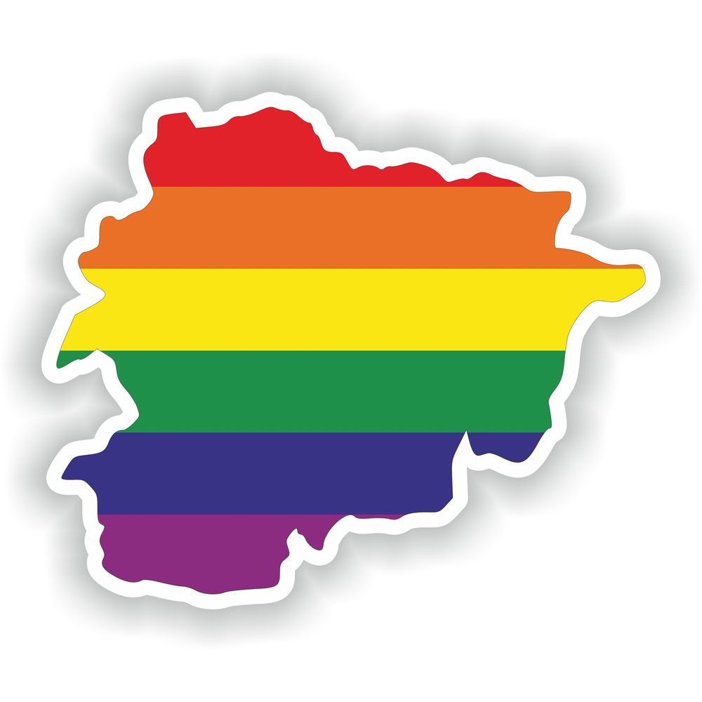 Andorra Gay Rainbow Map Flag