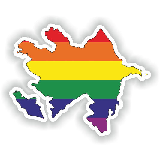 Azerbaijan Gay Rainbow Map Flag