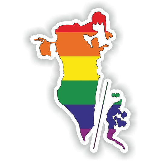 Bahrain Gay Rainbow Map Flag
