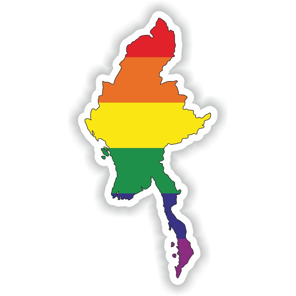 Burma Myanmar Gay Rainbow Map Flag