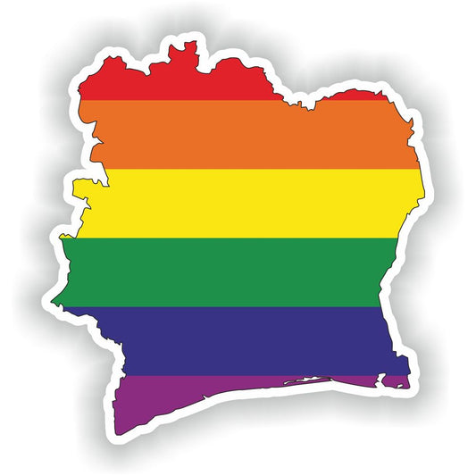 Cote D'Ivoire Gay Rainbow Map Flag