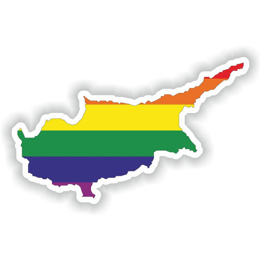 Cyprus Gay Rainbow Map Flag