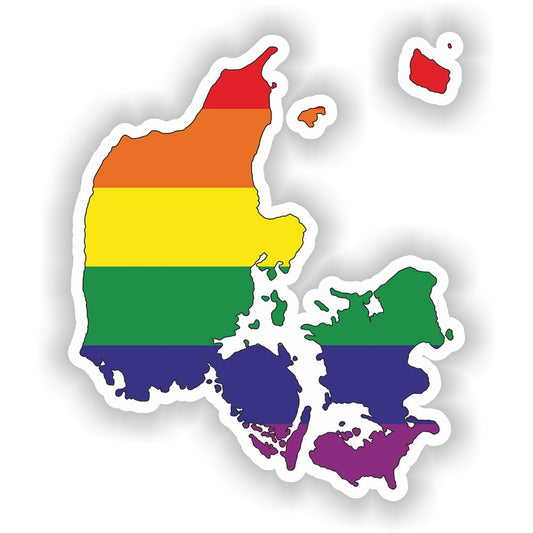 Denmark Gay Rainbow Map Flag