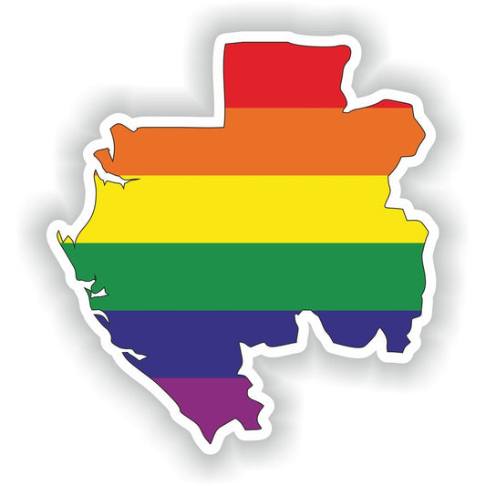 Gabon Gay Rainbow Map Flag