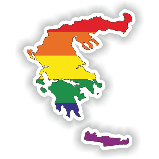 Greece Gay Rainbow Map Flag