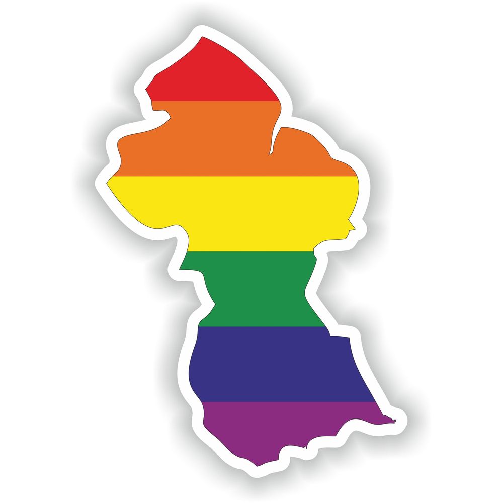 Guyana Gay Rainbow Map Flag