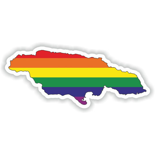 Jamaica Gay Rainbow Map Flag