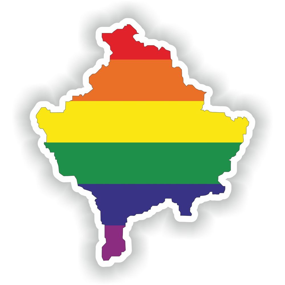 Kosovo Gay Rainbow Map Flag