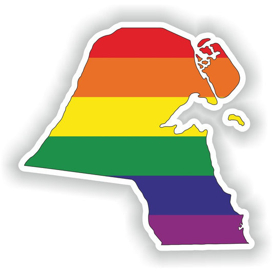 Kuwait Gay Rainbow Map Flag