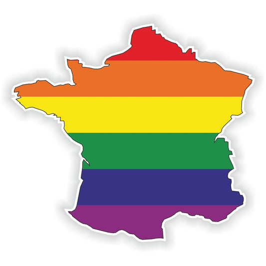 France Gay Rainbow Map Flag