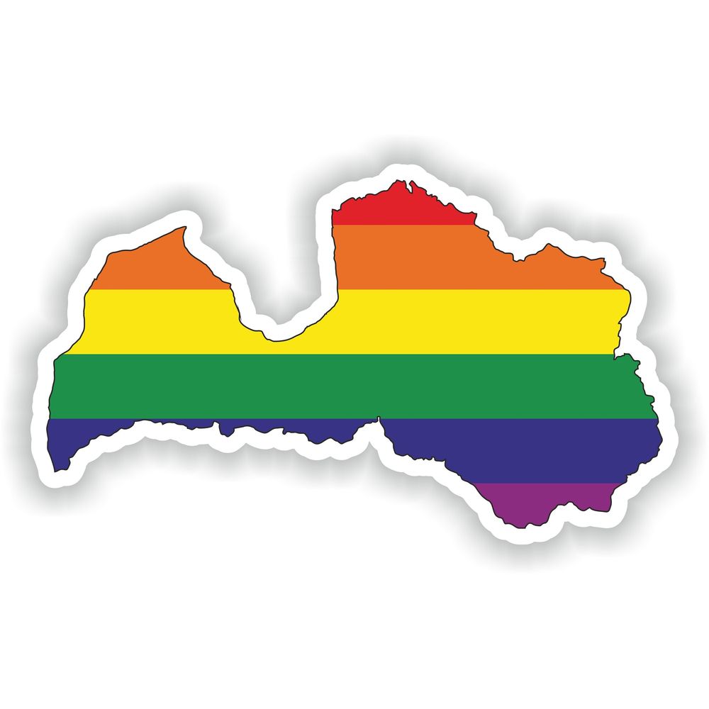 Latvia Gay Rainbow Map Flag