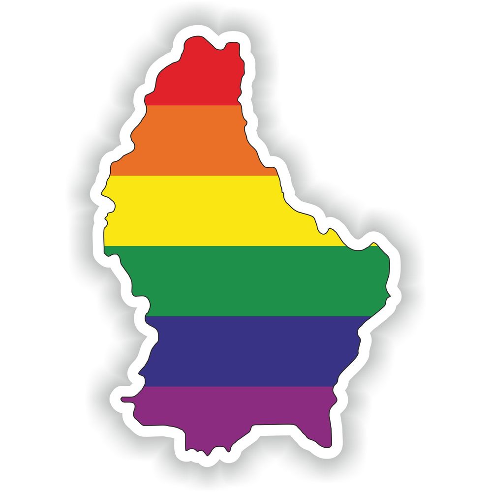 Luxembourg Gay Rainbow Map Flag