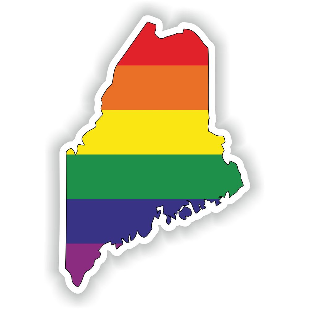 Maine Gay Rainbow Map Flag