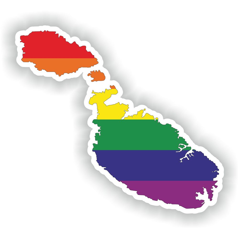 Malta Gay Rainbow Map Flag