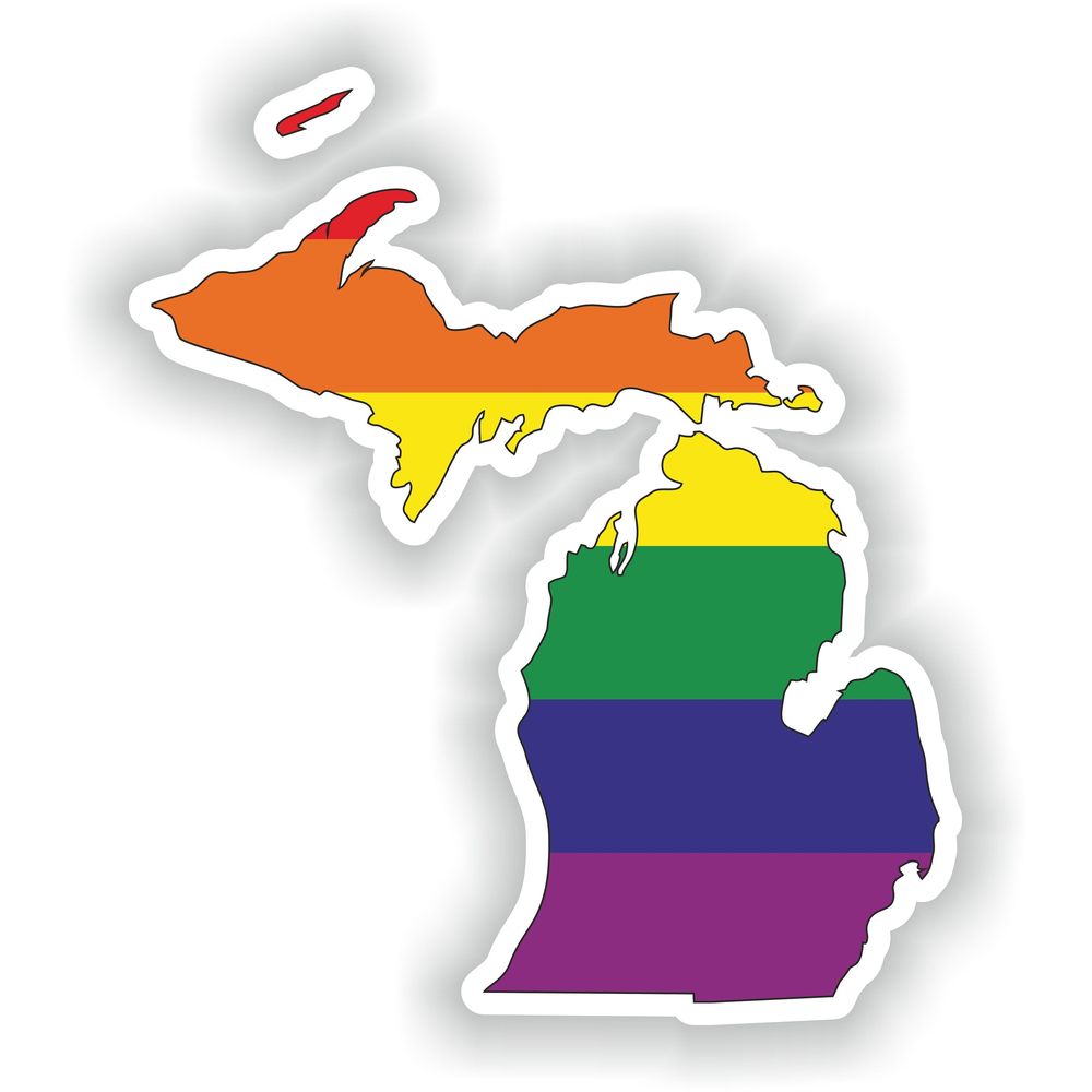Michigan Gay Rainbow Map Flag