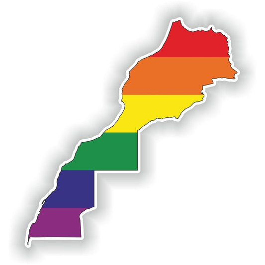 Morocco Gay Rainbow Map Flag