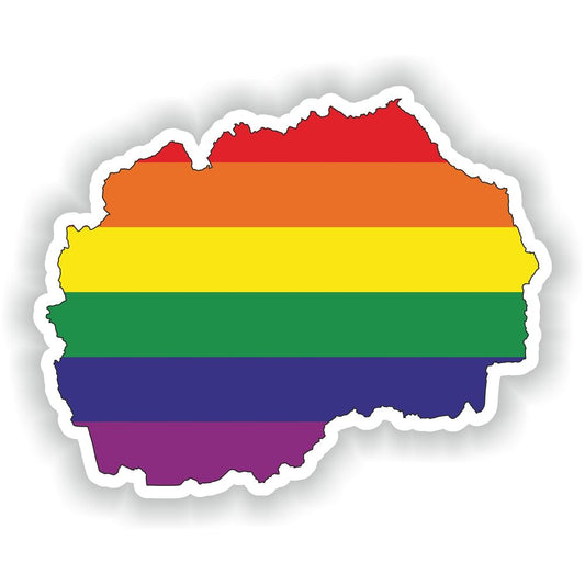 North Macedonia Gay Rainbow Map Flag