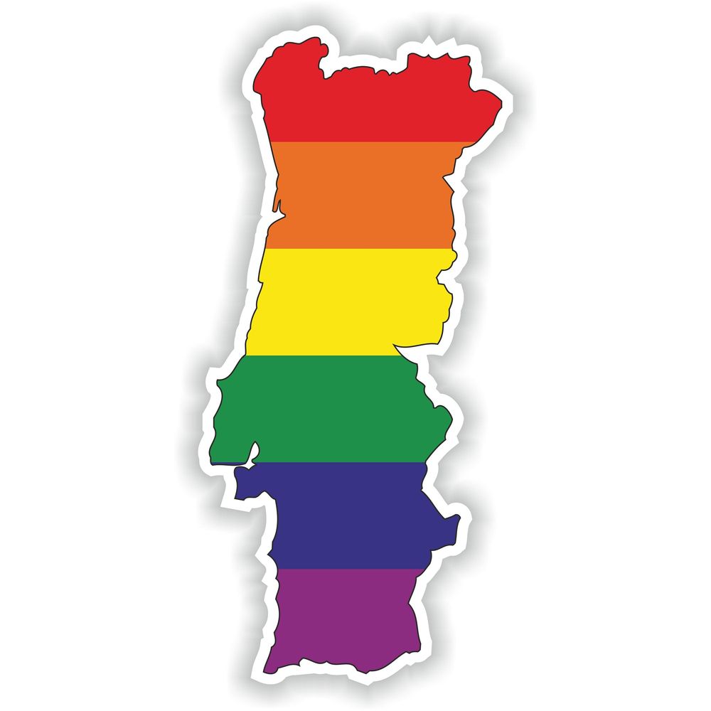 Portugal Gay Rainbow Map Flag