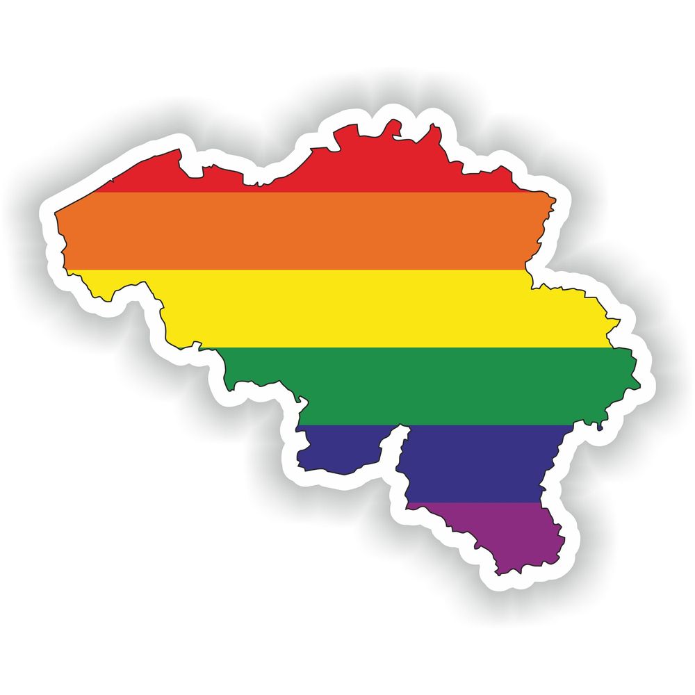 Belgium Gay Rainbow Map Flag