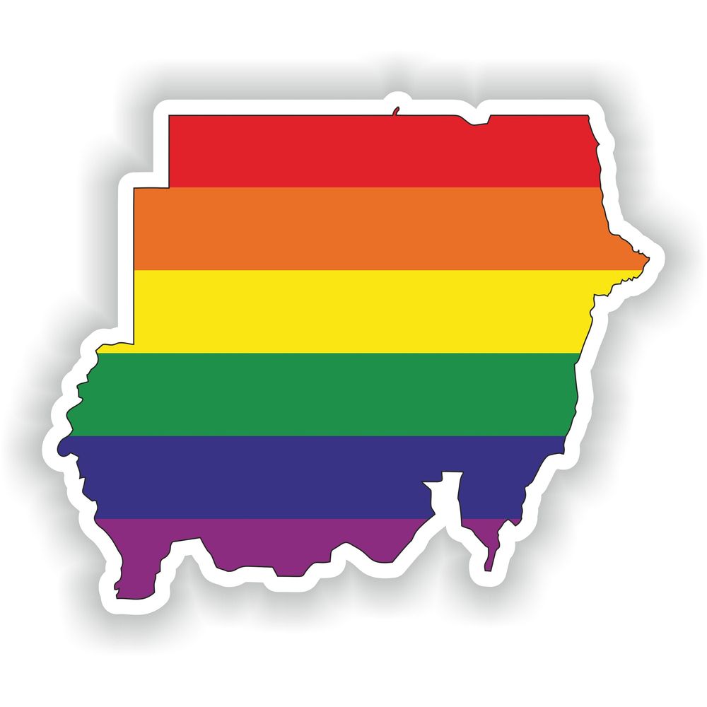 Sudan Gay Rainbow Map Flag