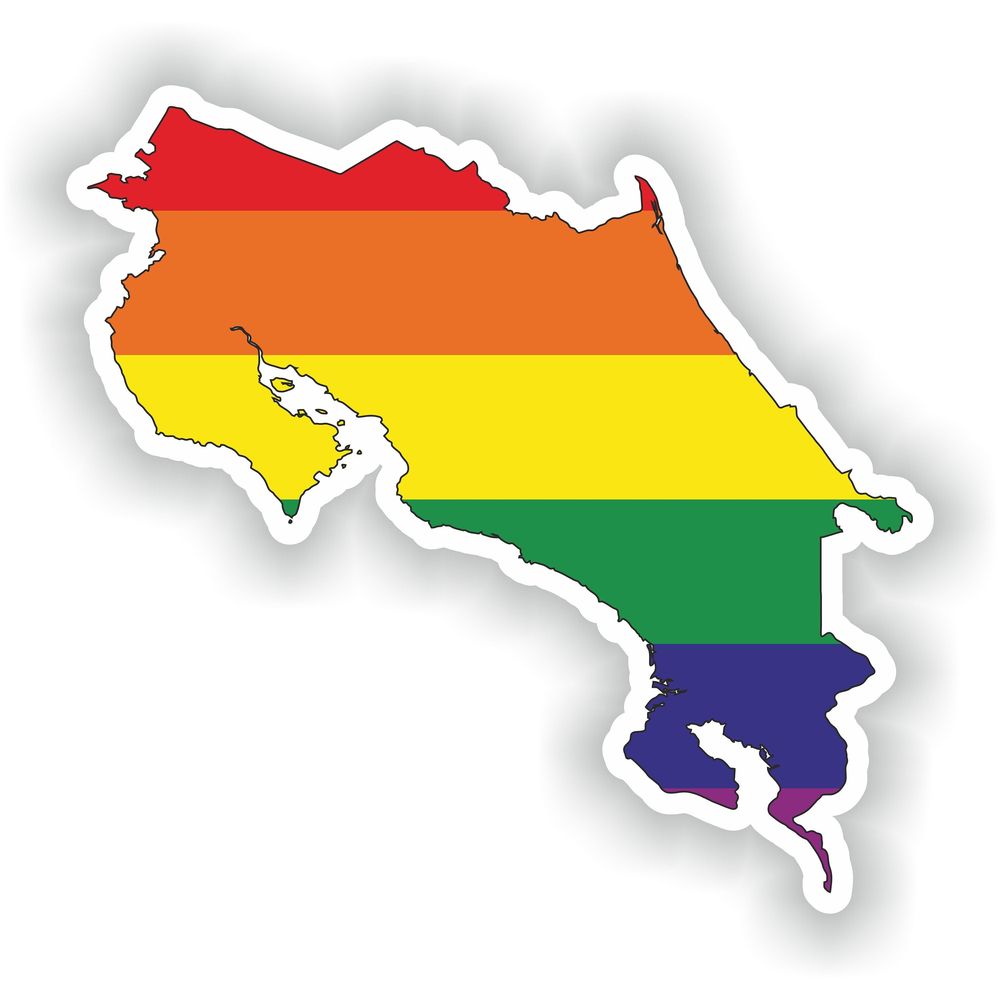 Costa Rica Gay Rainbow Map Flag