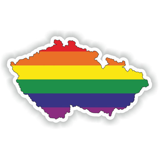 Czech Republic Gay Rainbow Map Flag
