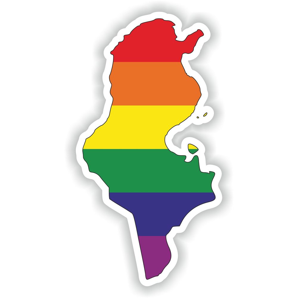 Tunisia Gay Rainbow Map Flag