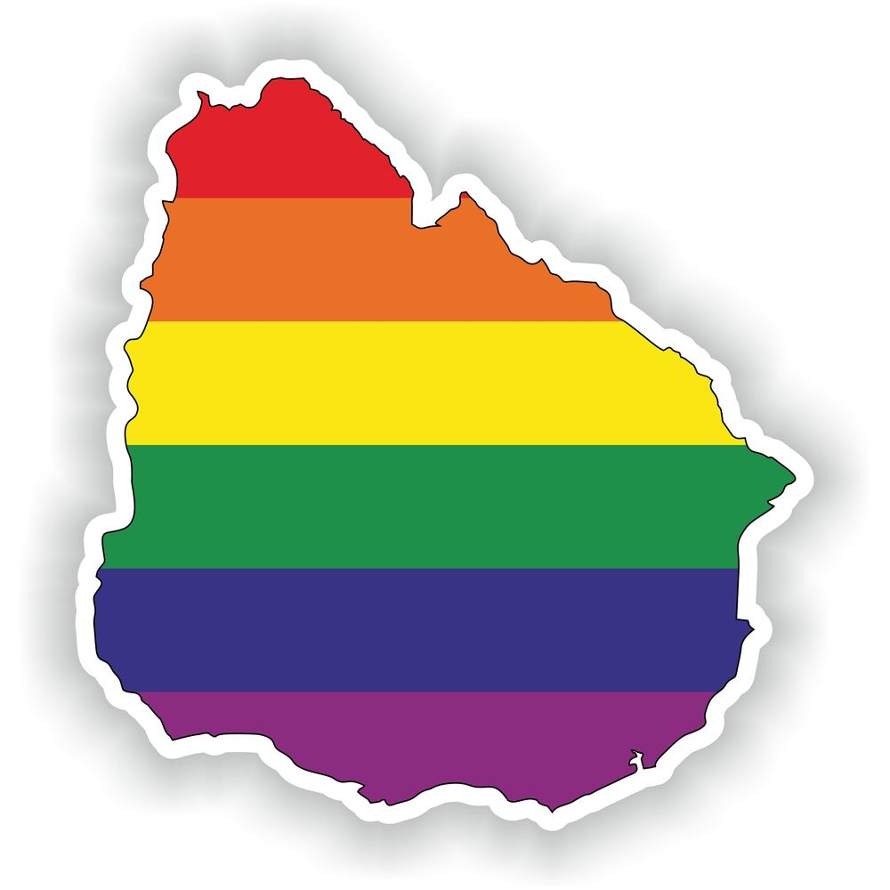 Uruguay Gay Rainbow Map Flag