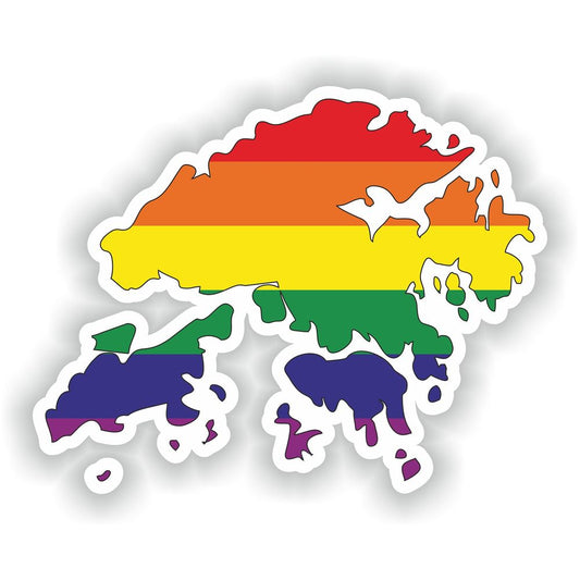 Hong Kong Gay Rainbow Map Flag