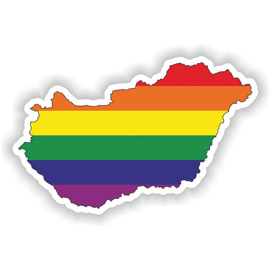 Hungary Gay Rainbow Map Flag