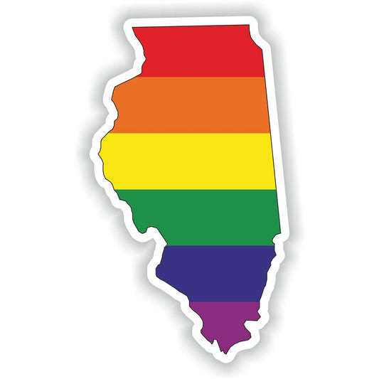 Illinois Gay Rainbow Map Flag
