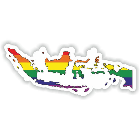 Indonesia Gay Rainbow Map Flag