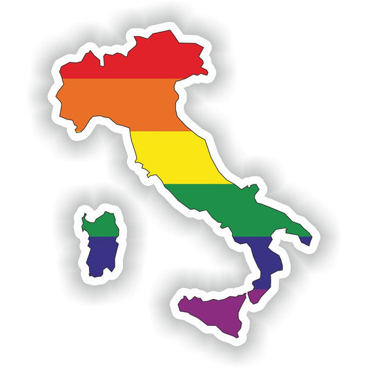 Italy Gay Rainbow Map Flag
