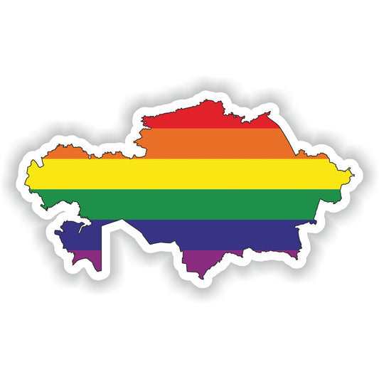 Kazakhstan Gay Rainbow Map Flag