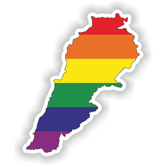 Lebanon Gay Rainbow Map Flag
