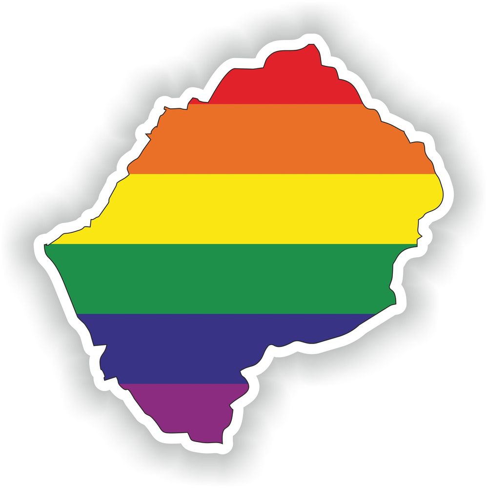 Lesotho Gay Rainbow Map Flag