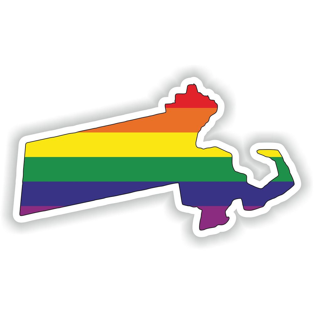 Massachusetts Gay Rainbow Map Flag