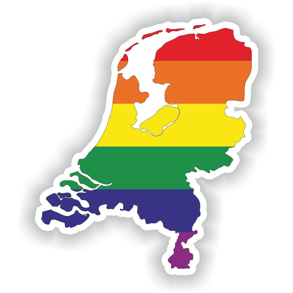 Netherlands Gay Rainbow Map Flag