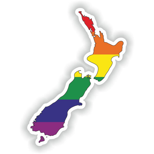 New Zealand Gay Rainbow Map Flag