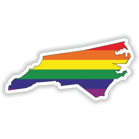 North Carolina Gay Rainbow Map Flag