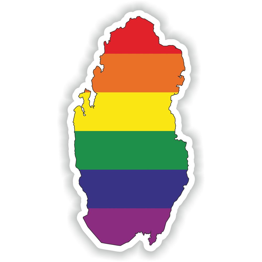 Qatar Gay Rainbow Map Flag