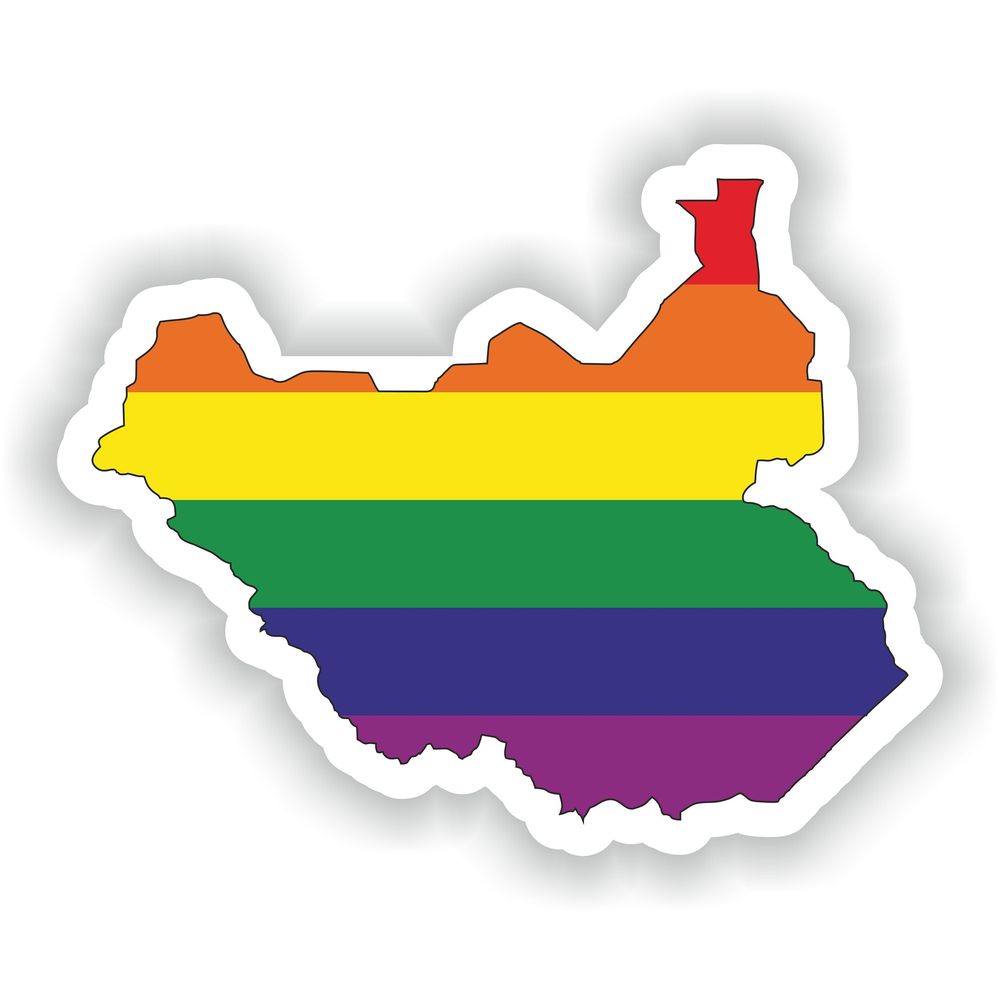 South Sudan Gay Rainbow Map Flag