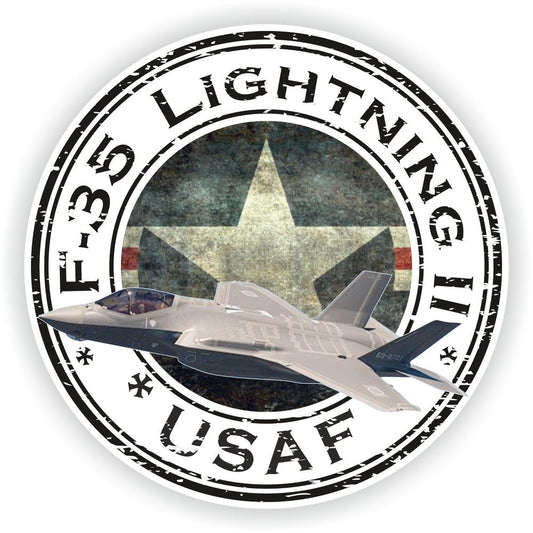 USA F-35 Lightning Ii USAF U.S.A.F. Military Seal Round Flag
