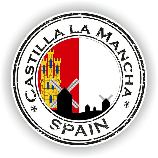 Spain Castilla La Mancha Seal Round Flag